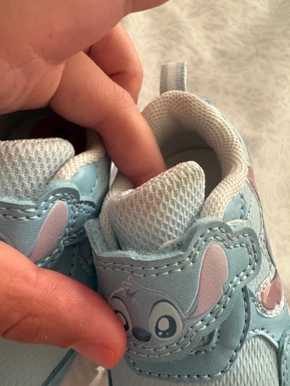 Stitch Disney Light Blue Sneakers with Hook-and-Loop Strap
